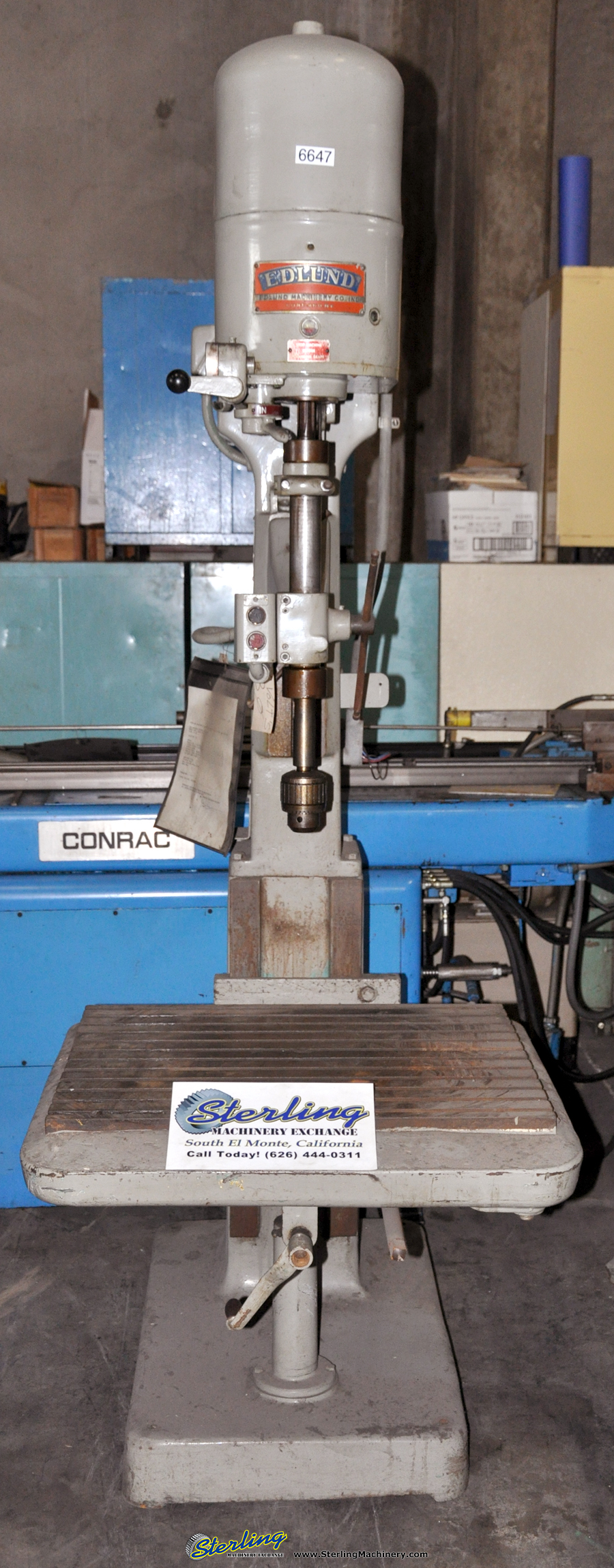 For Sale 30" Used Edlund Drill Press, Mdl. 2F15, Sliding Head, Ball