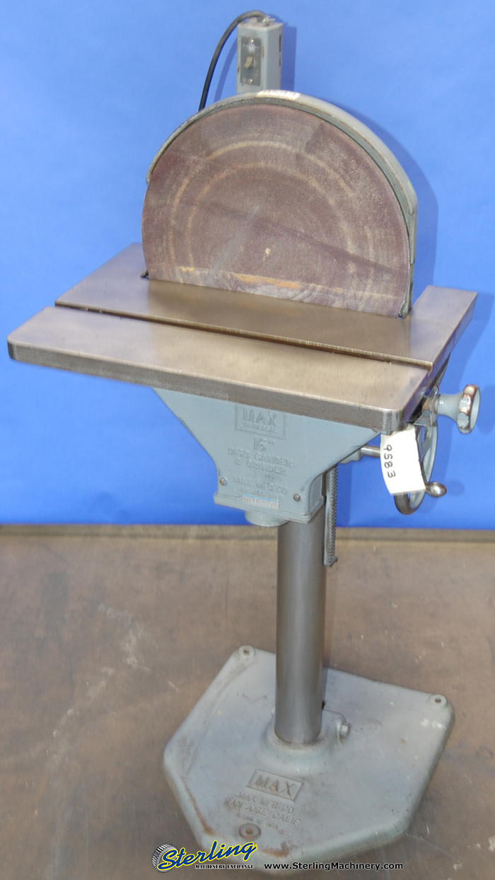 For Sale 16" Used Max Disc Sander, Mdl. 16, Table Elevating Mechanism
