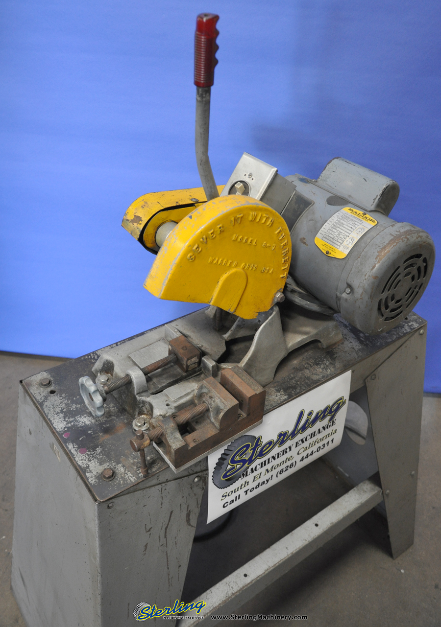 For Sale 8" Used Everett Abrasive Cut Off Saw, Mdl. 8 7, Manual Vise