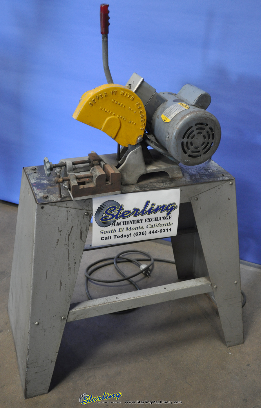 For Sale 8" Used Everett Abrasive Cut Off Saw, Mdl. 8 7, Manual Vise