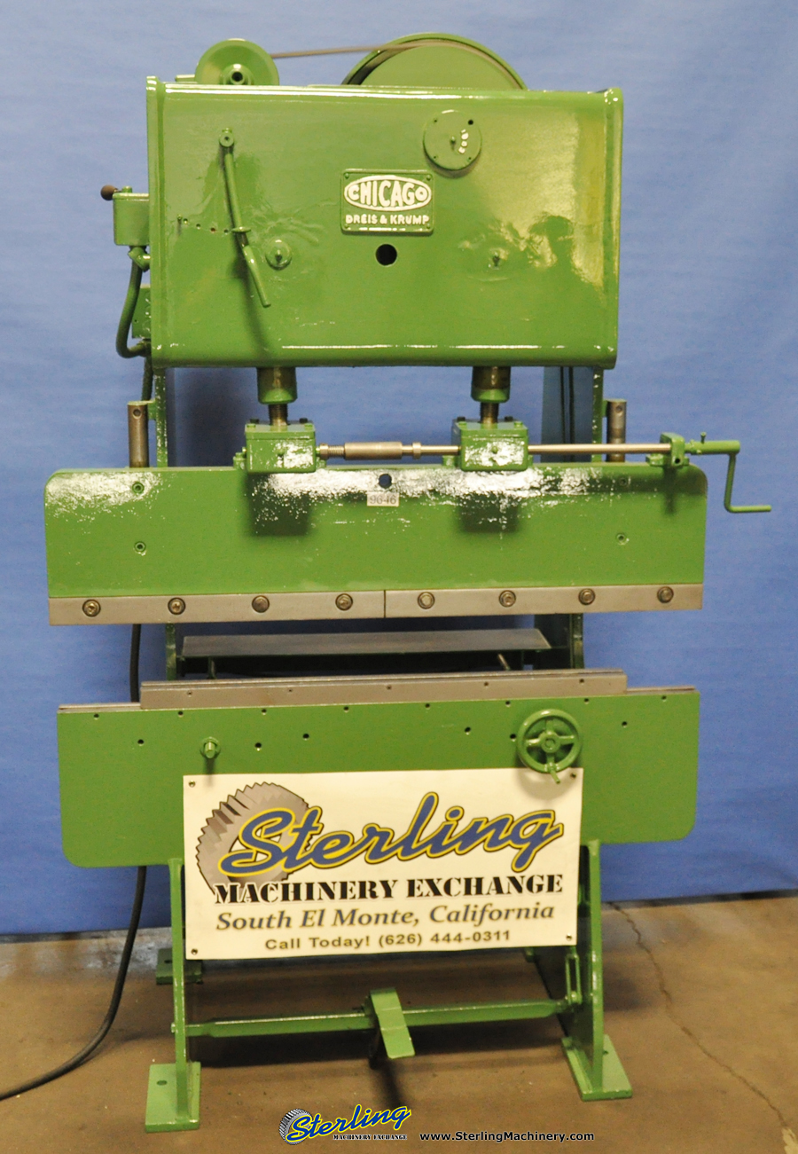 For Sale 15 Ton x 4' Used Chicago Press Brake, Mdl. 135, Front