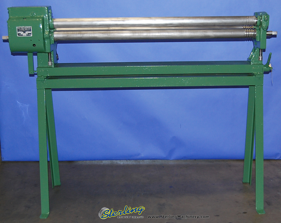 For Sale 20 Ga. x 4' Used Pexto Hand Slip Roll, Mdl. 392 E, Stand