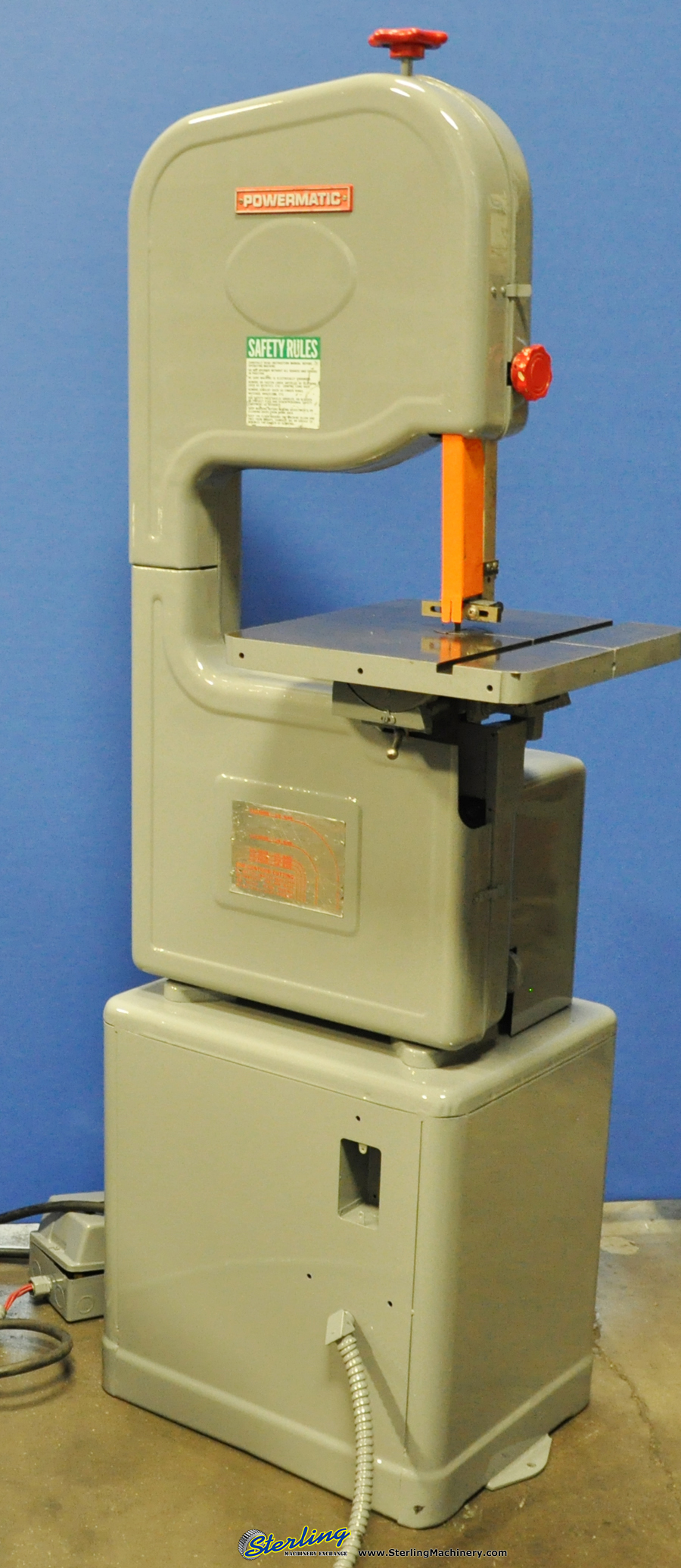 For Sale 14" Used Powermatic Vertical Bandsaw, Mdl. 143, High/Low