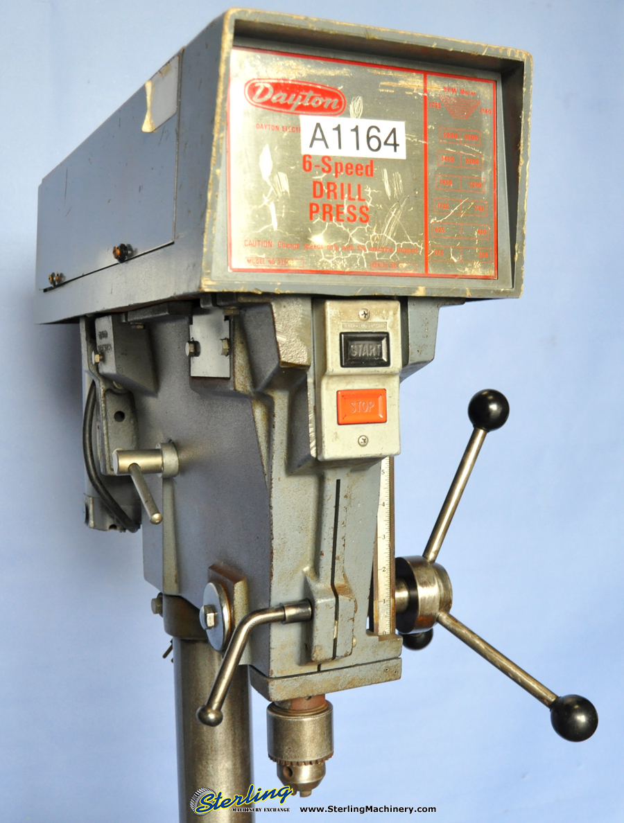 For Sale 16" Used Dayton Floor Drill Press, Mdl. 32568, Drill Chuck