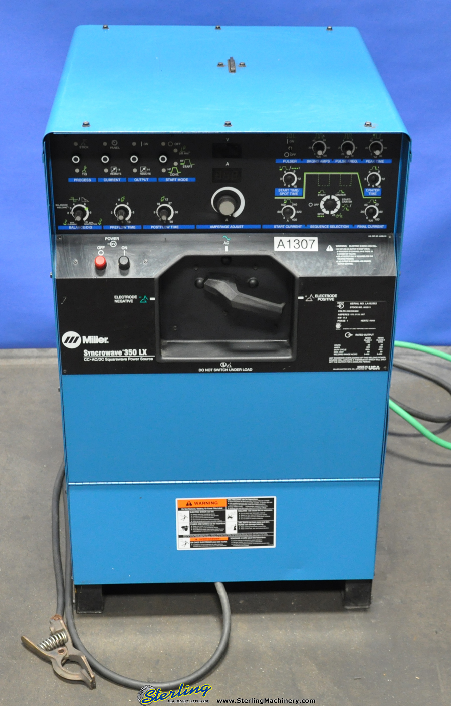 Used-MILLER-Used Miller Sycrowave Tig Welder-SYNCROWAVE 350LX-A1307-01