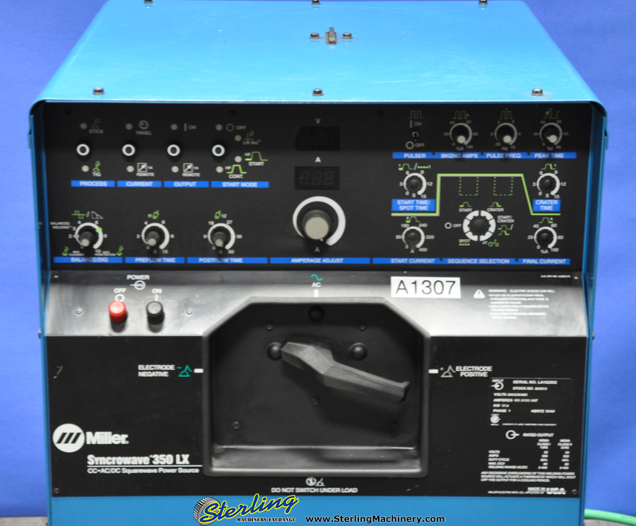 Used-MILLER-Used Miller Sycrowave Tig Welder-SYNCROWAVE 350LX-A1307-02