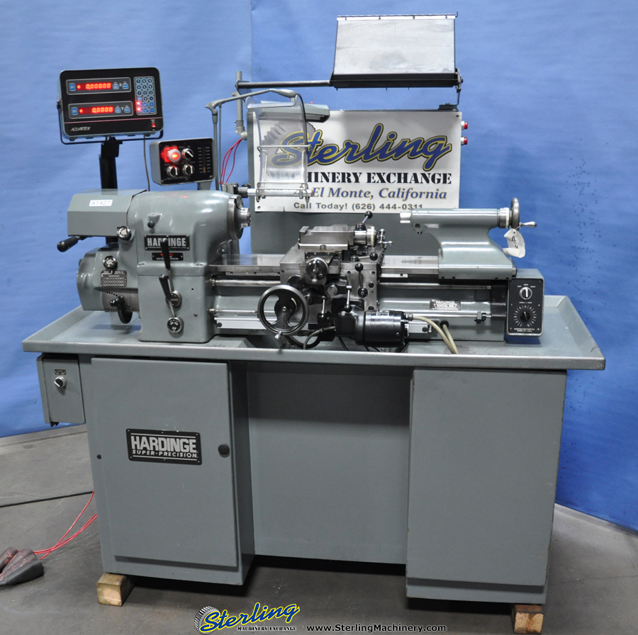For Sale 11" x 18" Used Hardinge Tool Room Lathe, Mdl. HLVH, AcuRite 2 Axis Digital Readout