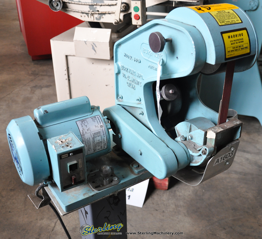 For Sale 1" Used Burr King Belt Sander, Mdl. 562, Tool Rest, Single Phase Motor A1603 Sterling
