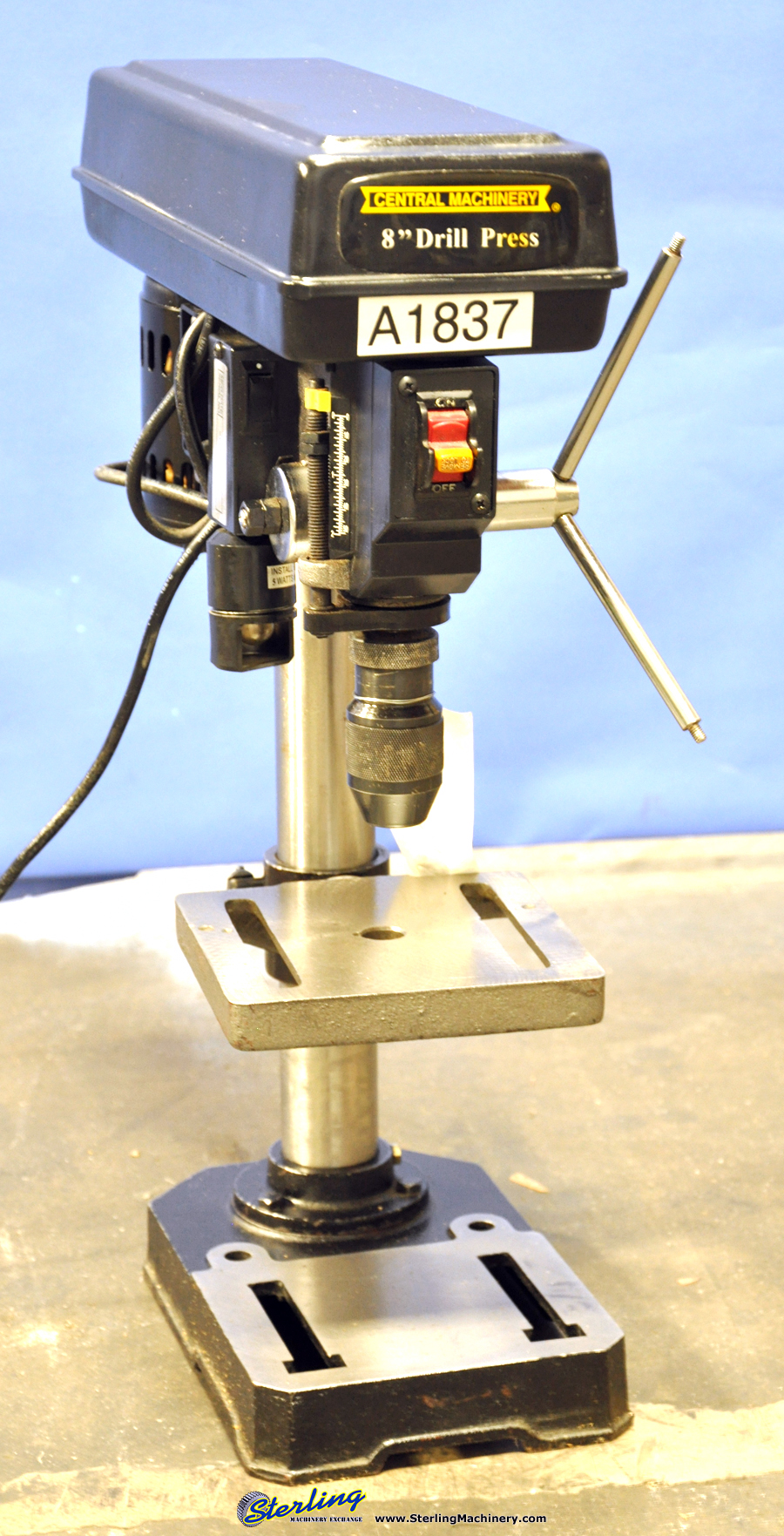 For Sale 8" Used Central Machinery Drill Press, Mdl. 44505, Keyless