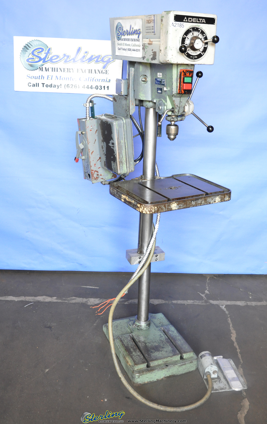 Used Delta Floor Type Drill Press W/ FWD./REVERSE Foot Pedal Drills