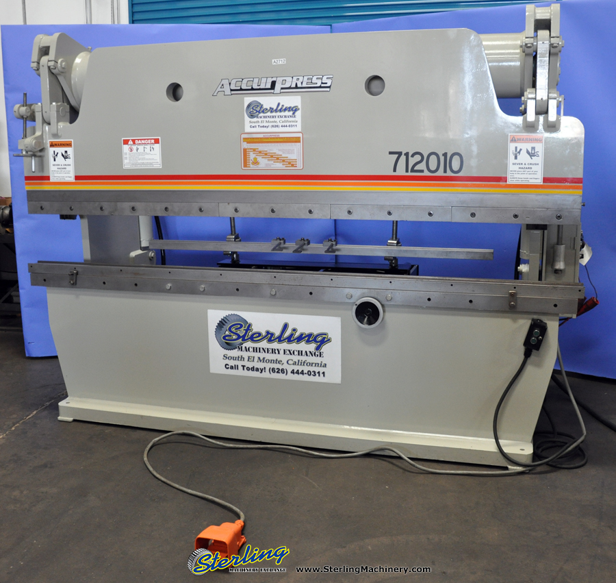 For Sale 120 Ton x 10' Used Accurpress Press Brake, Mdl. 712020, Foot