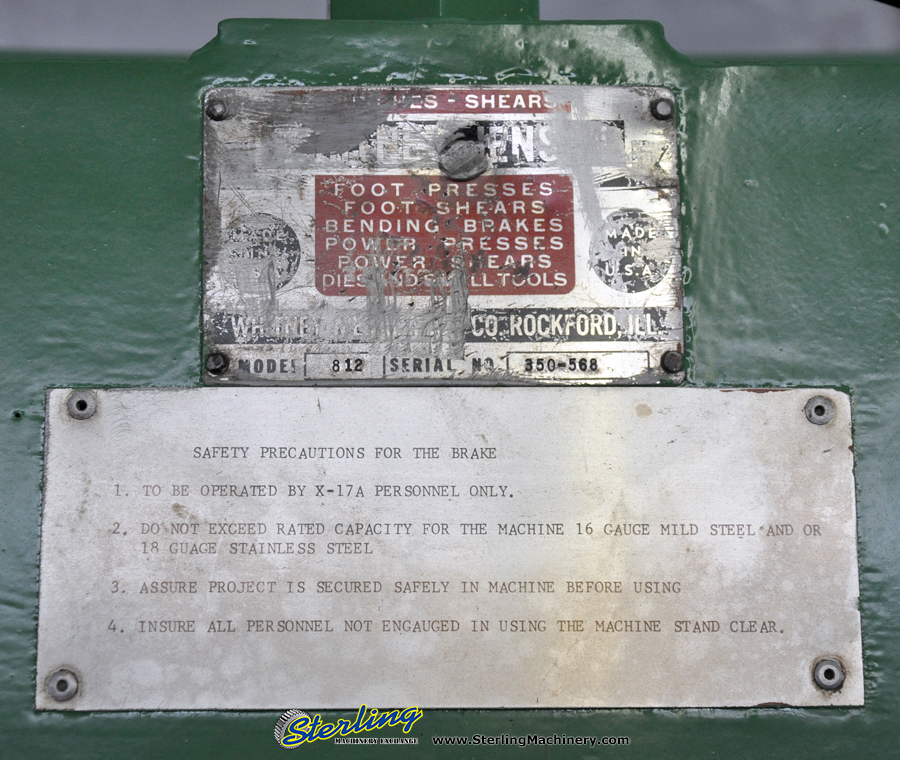Used-Whitney-Used Whitney Combination Hand LEAF Brake-812-A2774-07