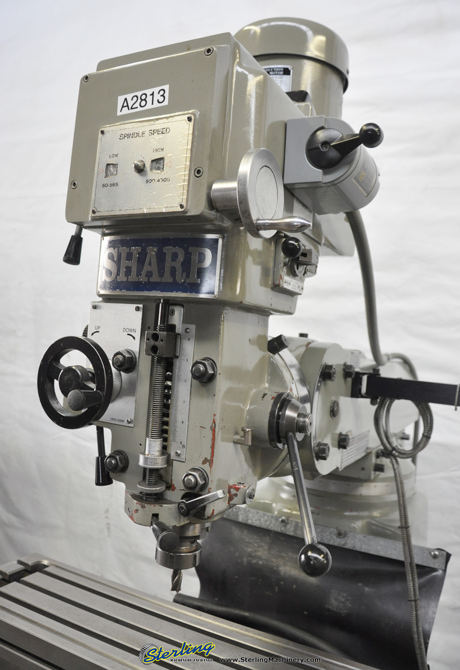 For Sale 10" x 50" Used Sharp Vertical Mill With DRO, Mdl. TMV1, Sony