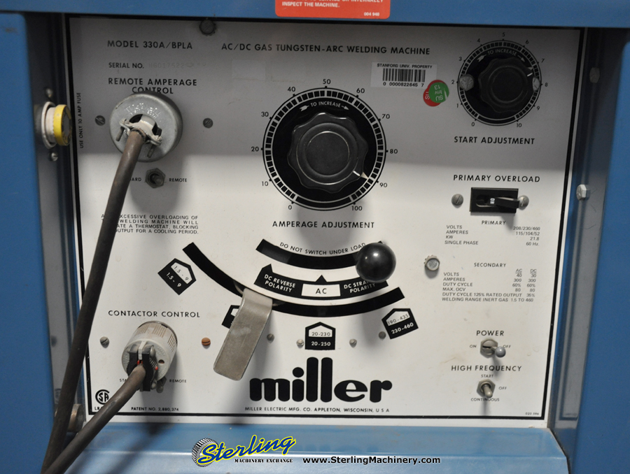 Used Miller Constant Current AC/DC Gas Tungsten Arc Welding Machine