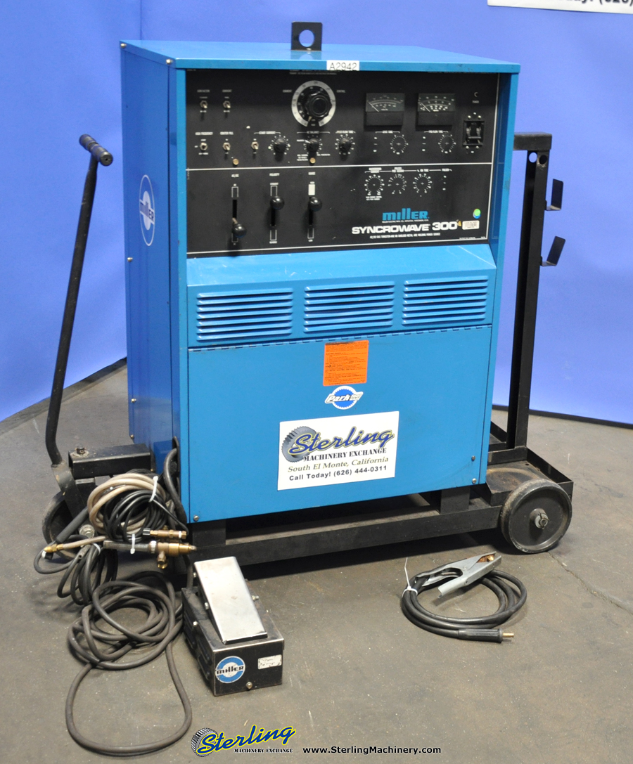 miller welder tig syncrowave 300 gas arc ac tungsten dc pedal cart sterlingmachinery wheels