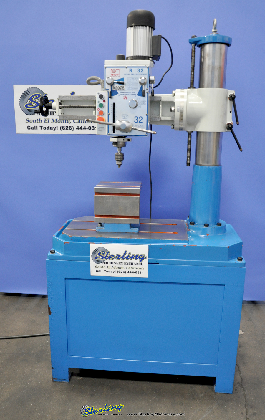 For Sale 6" x 27" Used Knuth Radial Drill, Mdl. R32, TSlotted Table