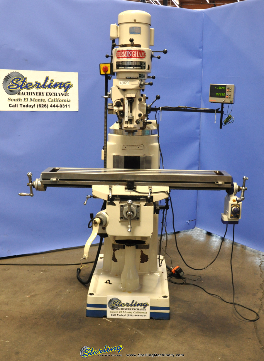Used Birmingham (Step Pulley) Milling Machine With Digital Readout and