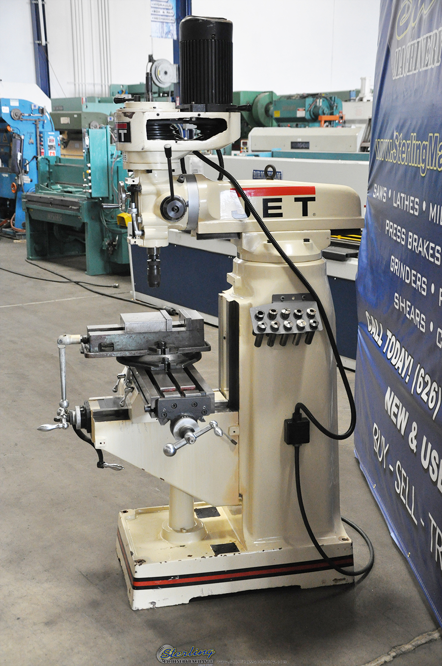 For Sale 8" x 36" Used Jet Vertical Mill, Mdl. JVM8361, Auto Lube