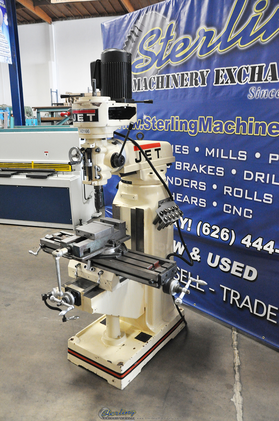 For Sale 8" x 36" Used Jet Vertical Mill, Mdl. JVM8361, Auto Lube