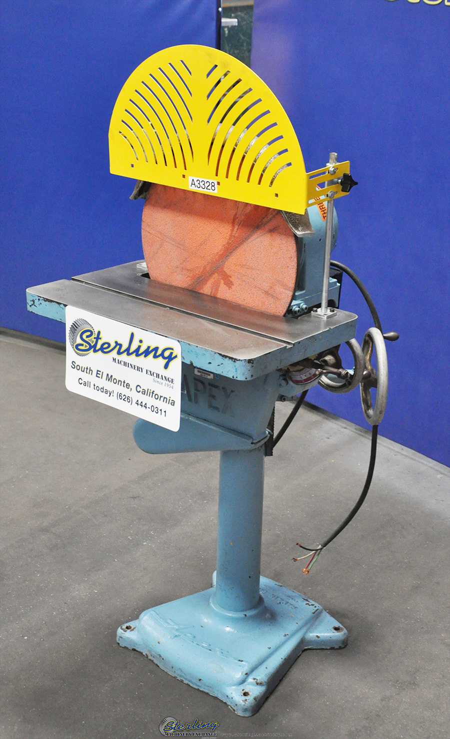 For Sale 16" Used Apex Disc Sander, Mdl. 16D, Blade Guard, A3328
