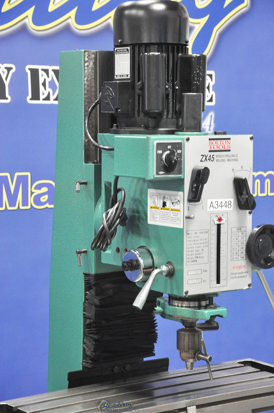 For Sale 91/2" x 32" Used Bolton Mill Drill, Mdl. ZX45, Stand, Drill