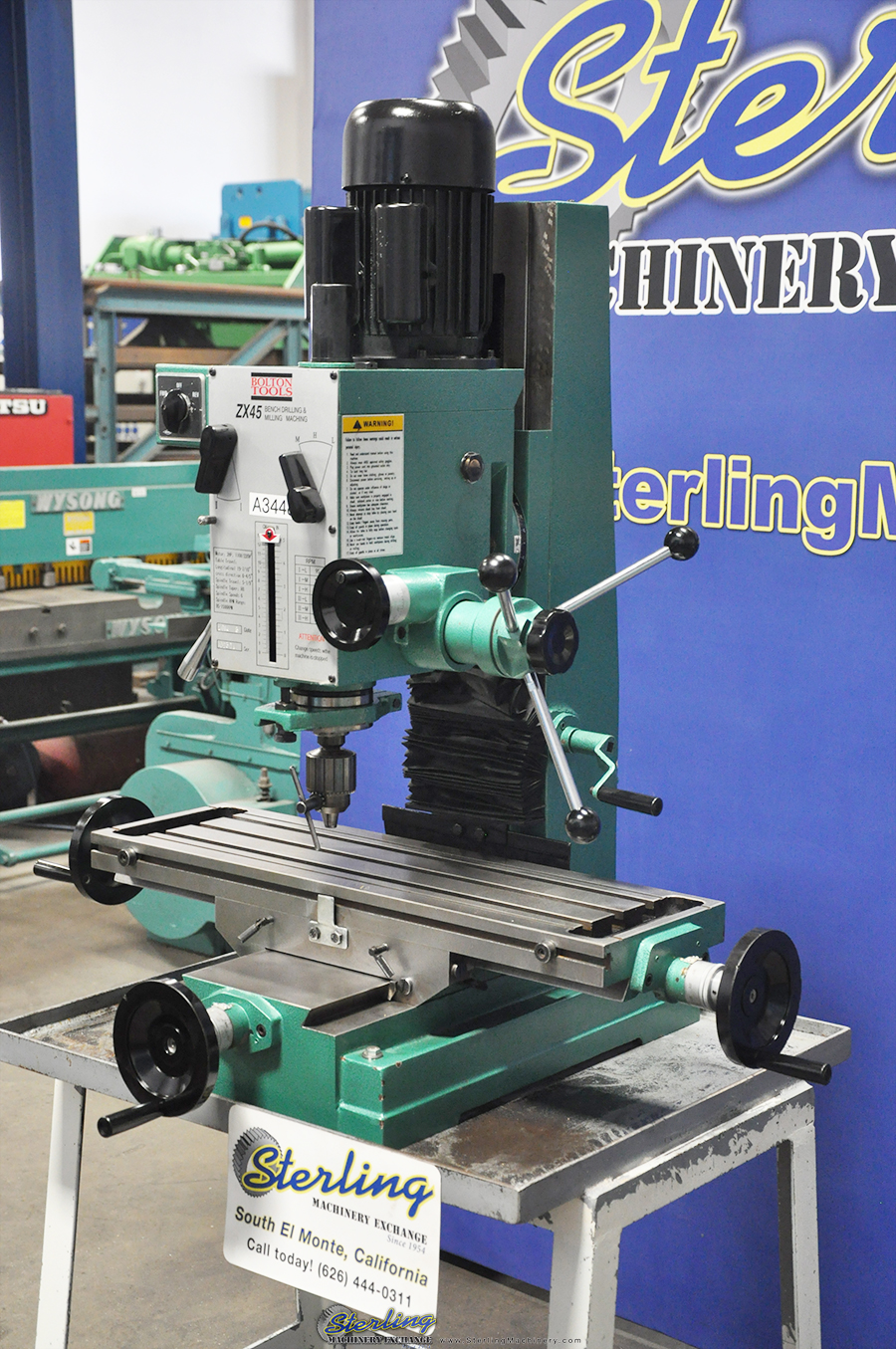 For Sale 91/2" x 32" Used Bolton Mill Drill, Mdl. ZX45, Stand, Drill