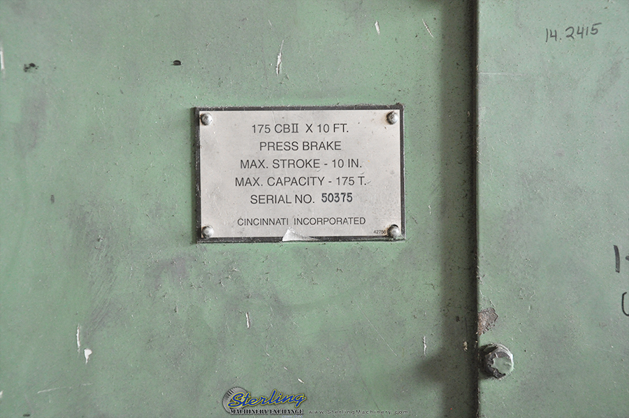 Used-Cincinnati, Inc-Used Cincinnati CNC Hydraulic Press Brake-175 CBIIX10'-A3857-017