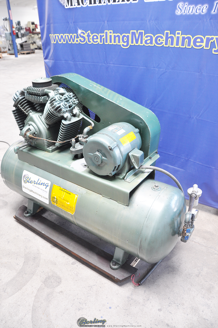 Used Hill Bros. & Co. Air Compressor with Horizontal Tank Sterling