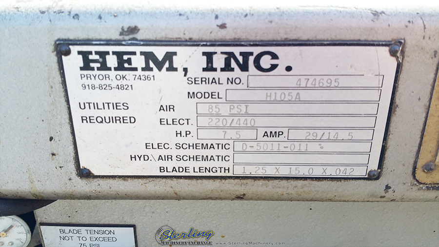 Used-HEM-Used HEM Fully Automatic Heavy Duty Horizontal Bandsaw-H-105A-A4317-03