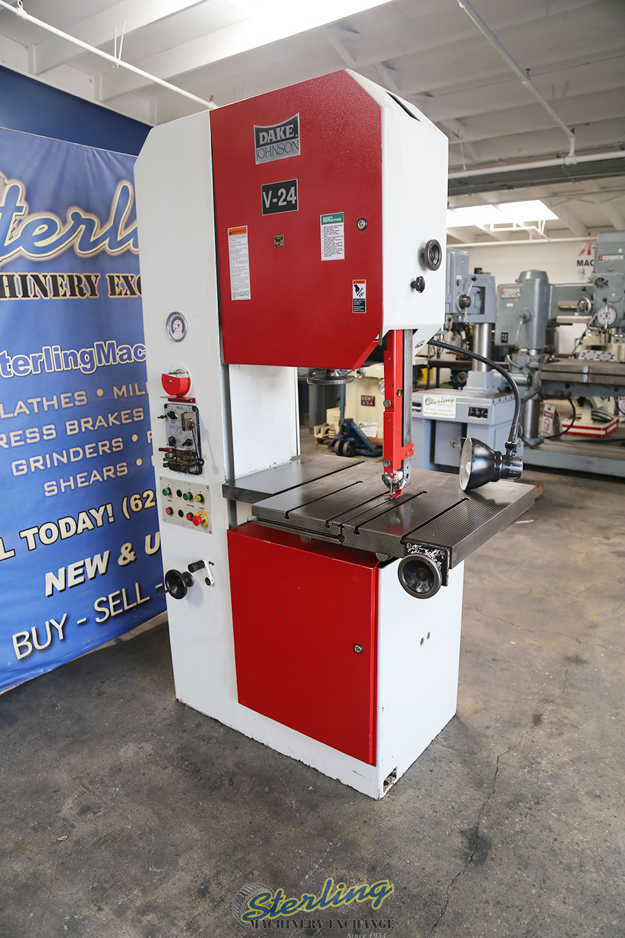 For Sale 24" Used Dake Vertical Bandsaw, Mdl. V24, Blade Grinder