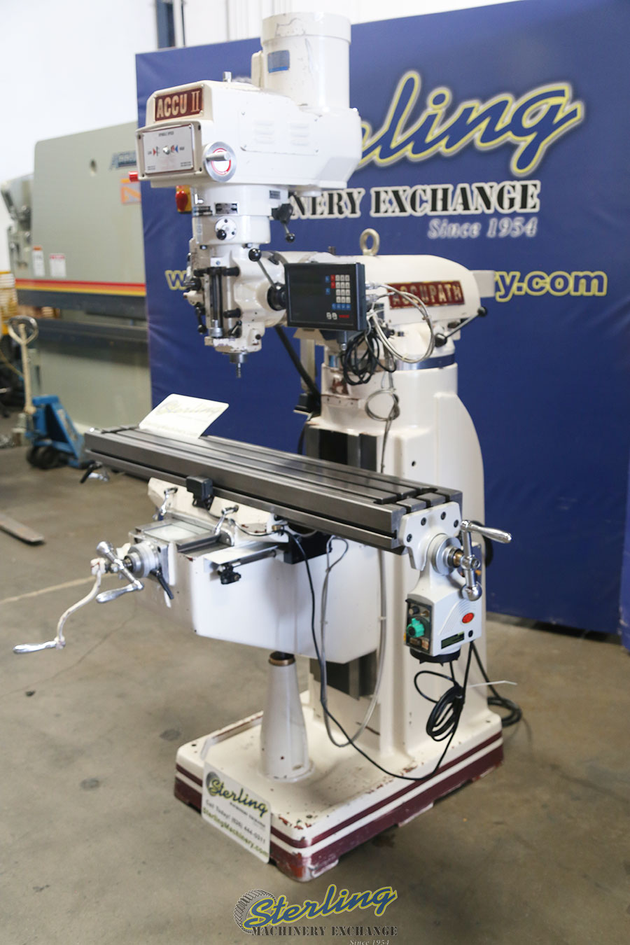 For Sale 9" x 49" Used Accu II Accupath Vertical Knee Milling Machine