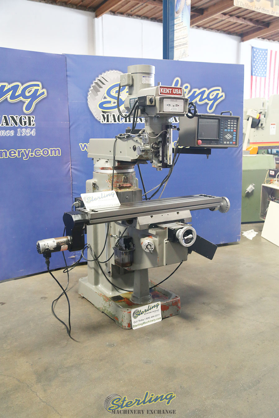 For Sale 10" x 50" Used Kent Vertical Milling Machine , Mdl. KTM3VKF