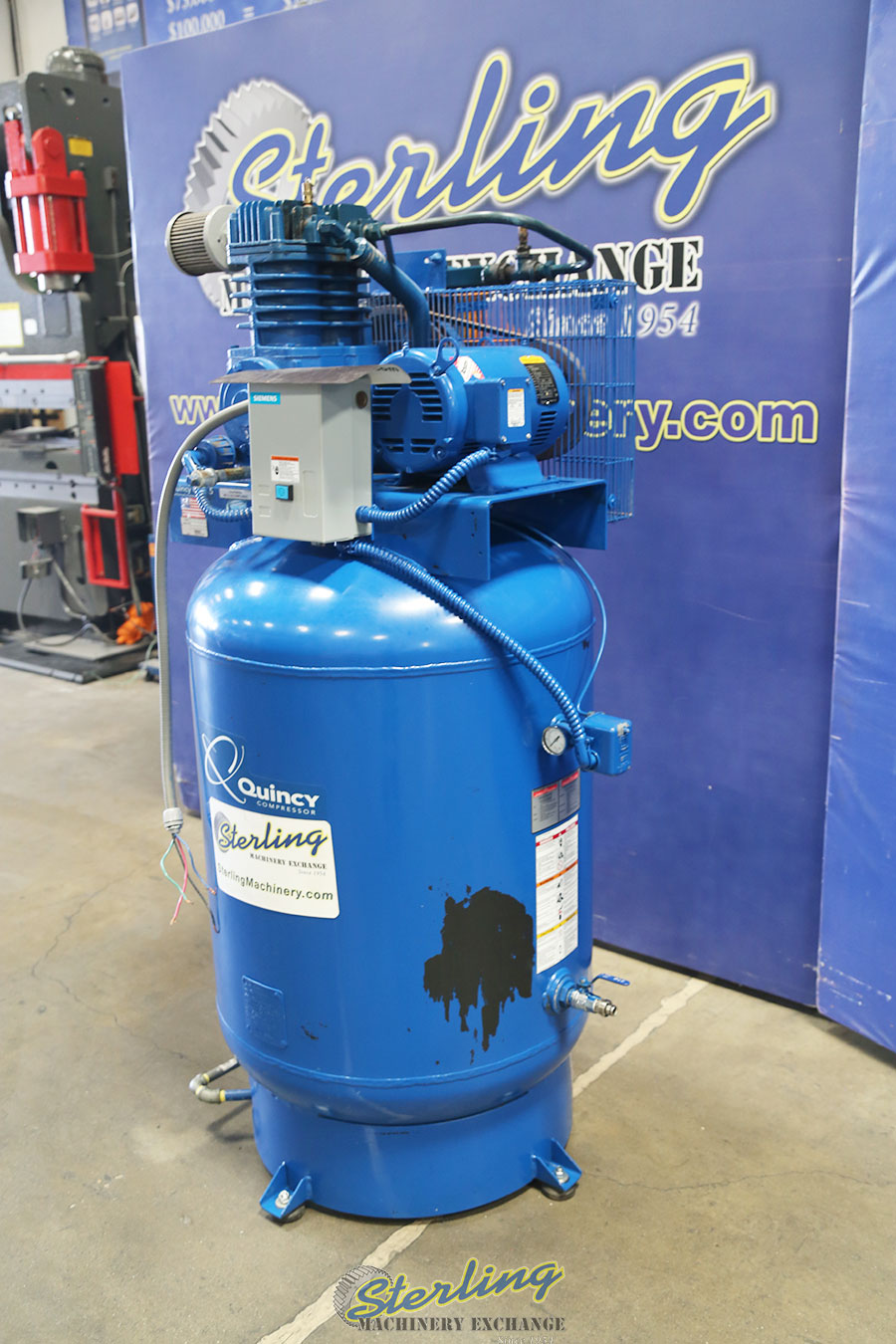 Used Quincy Vertical Air Compressor with Tank Sterling Machinery