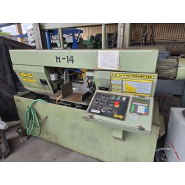 Used Hydmech Fully Automatic Dual Post Heavy Duty Horizontal Band Saw with Hitch Feed Automatic System and Bundling