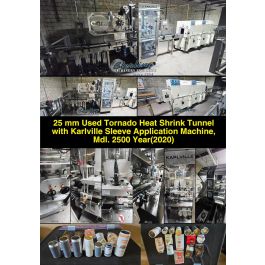 Used-Tornado-Used Tornado Heat Shrink Tunnel with Karlville Sleeve Application Machine Bottle Label Sleeve Machine-2500-CD5377