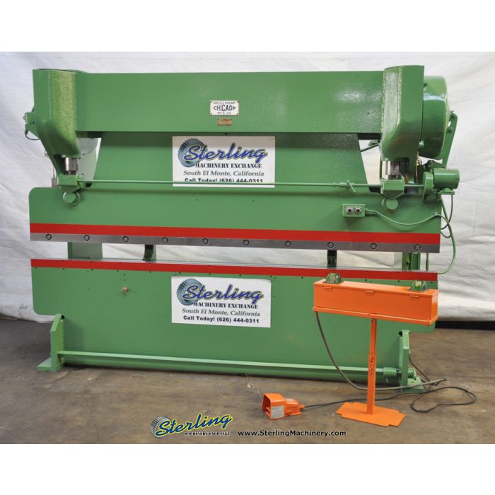 For Sale 75 Ton x 10' Used Chicago Press Brake, Mdl. 8L10, Air Trip