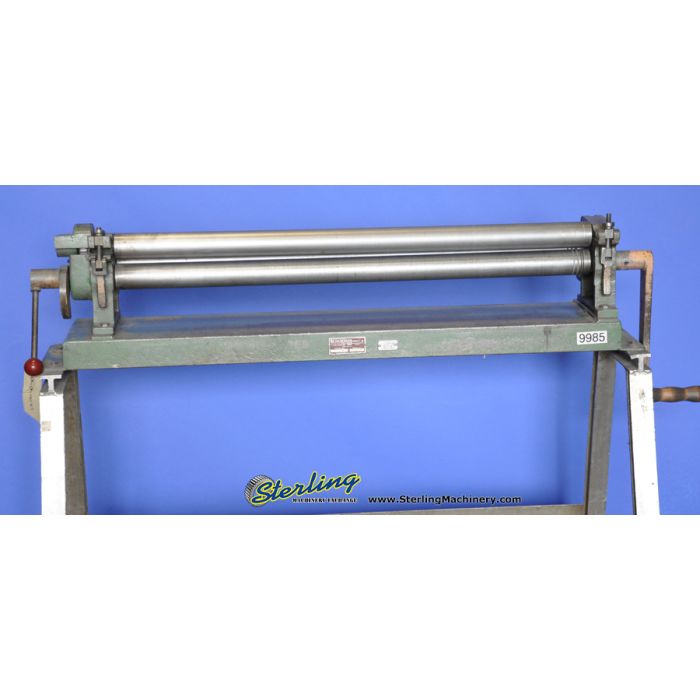 For Sale 22 Ga. x 3' Used Berkroy Hand Slip Roll, Mdl. R636, Stand