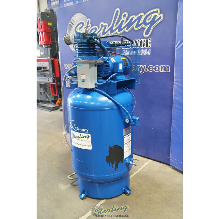 For Sale 7.5 H.P. Used Quincy Vertical Air Compressor with Tank