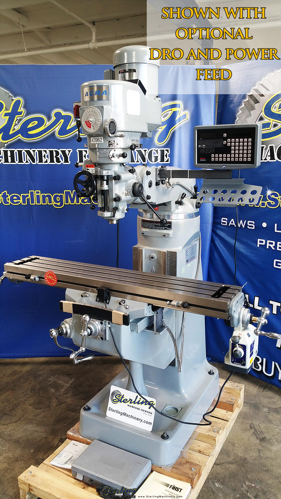 Brand New Acra Variable Speed Knee Milling Machine "Bridgeport Copy" Vertical (Bridgeport Type