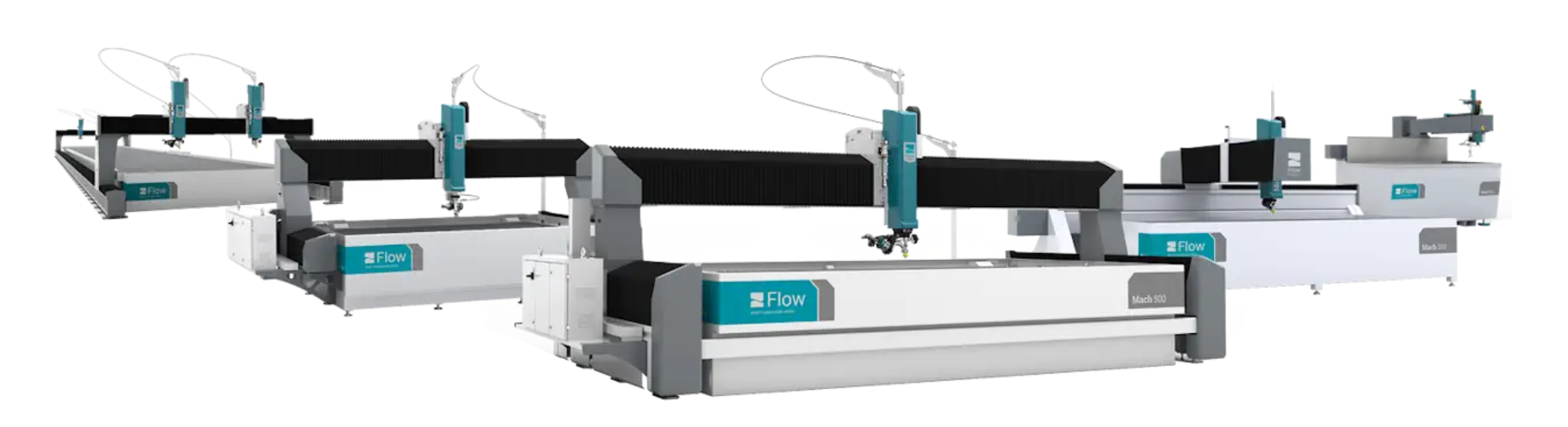 Flow Mach series waterjet product line graphic for comparing Flow waterjet options