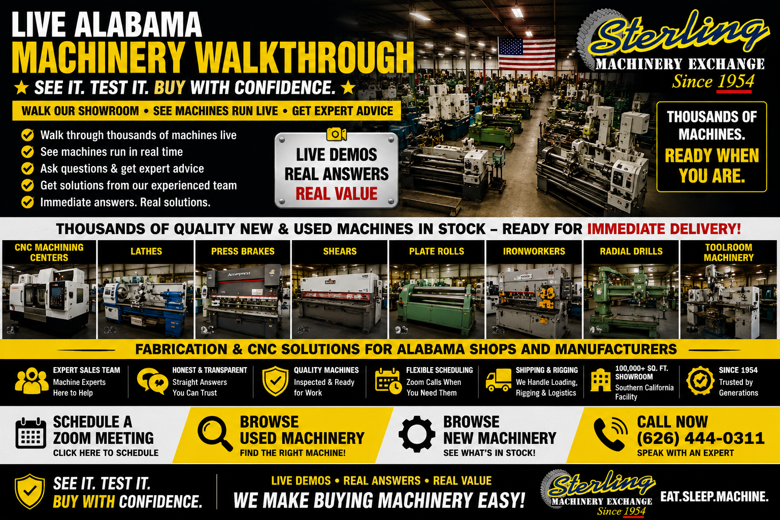 Live Alabama machine demonstrations with Sterling Machinery Exchange