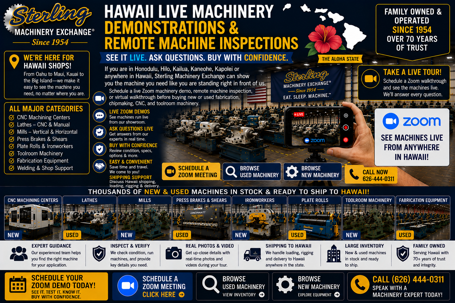 Live Hawaii machine demonstrations with Sterling Machinery Exchange