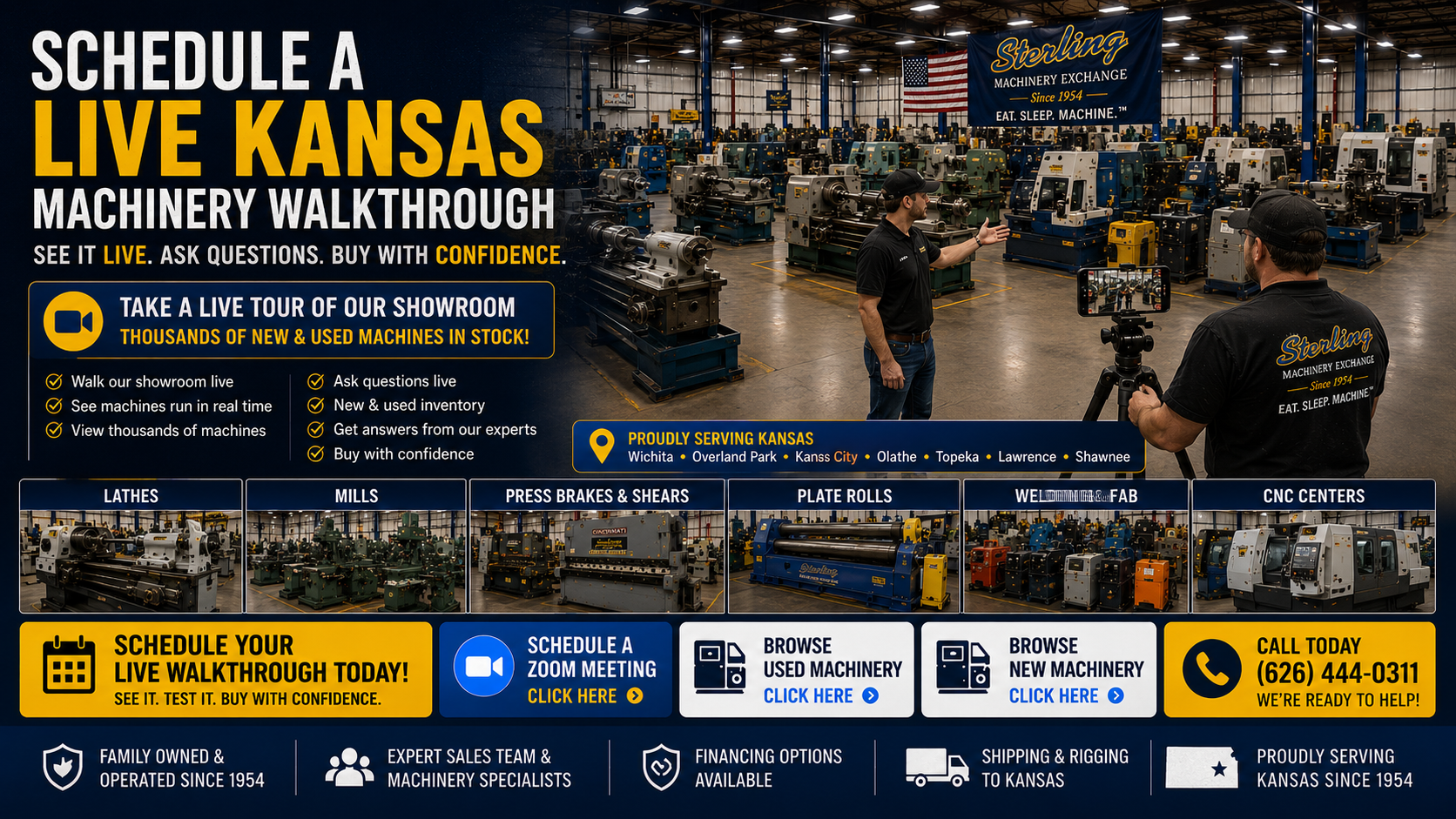 Live Kansas machine demonstrations with Sterling Machinery Exchange