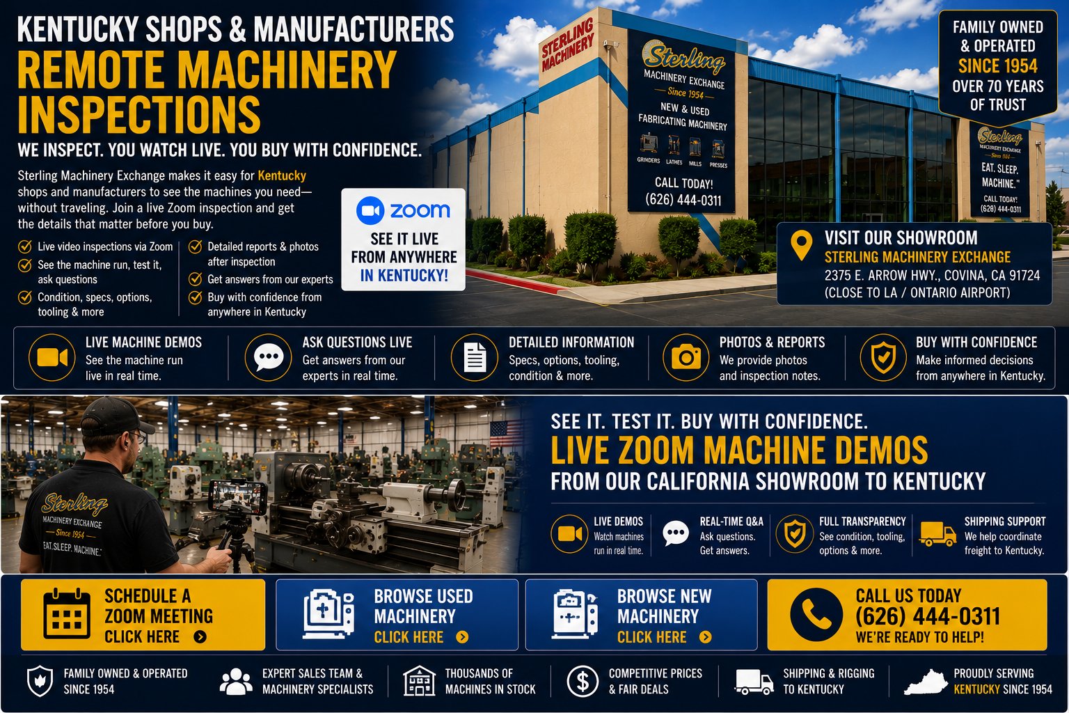Live Kentucky machine demonstrations with Sterling Machinery Exchange