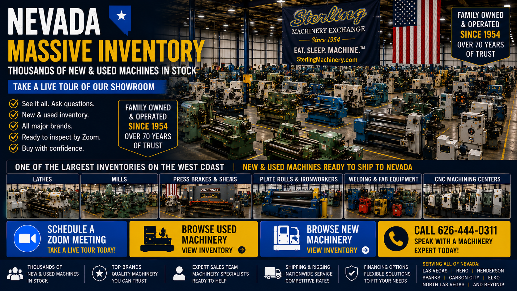 Live Nevada machine demonstrations with Sterling Machinery Exchange