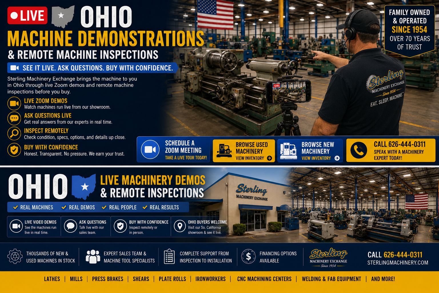 Live Ohio machine demonstrations with Sterling Machinery Exchange