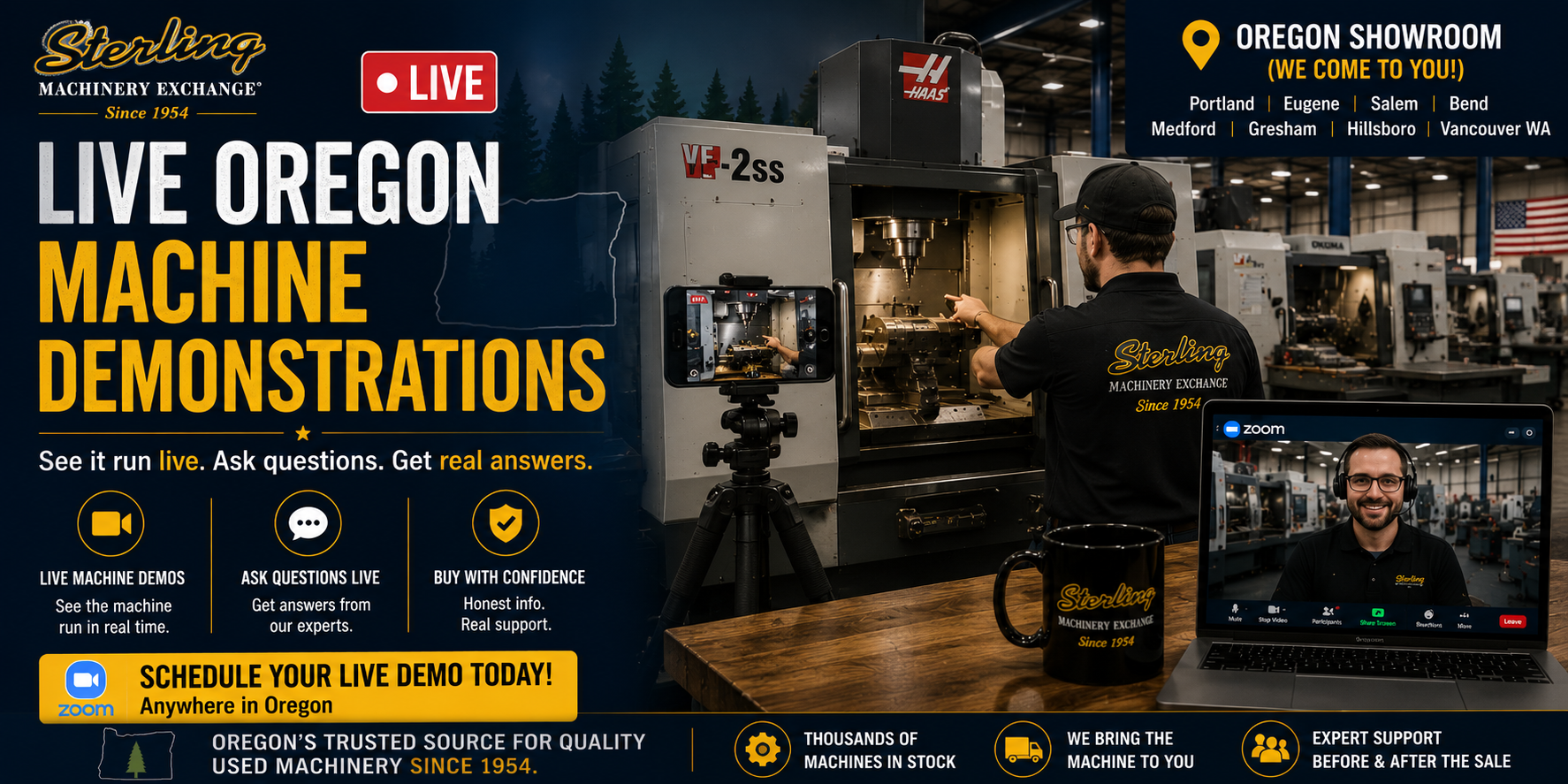 Live Oregon state machine demonstrations with Sterling Machinery Exchange