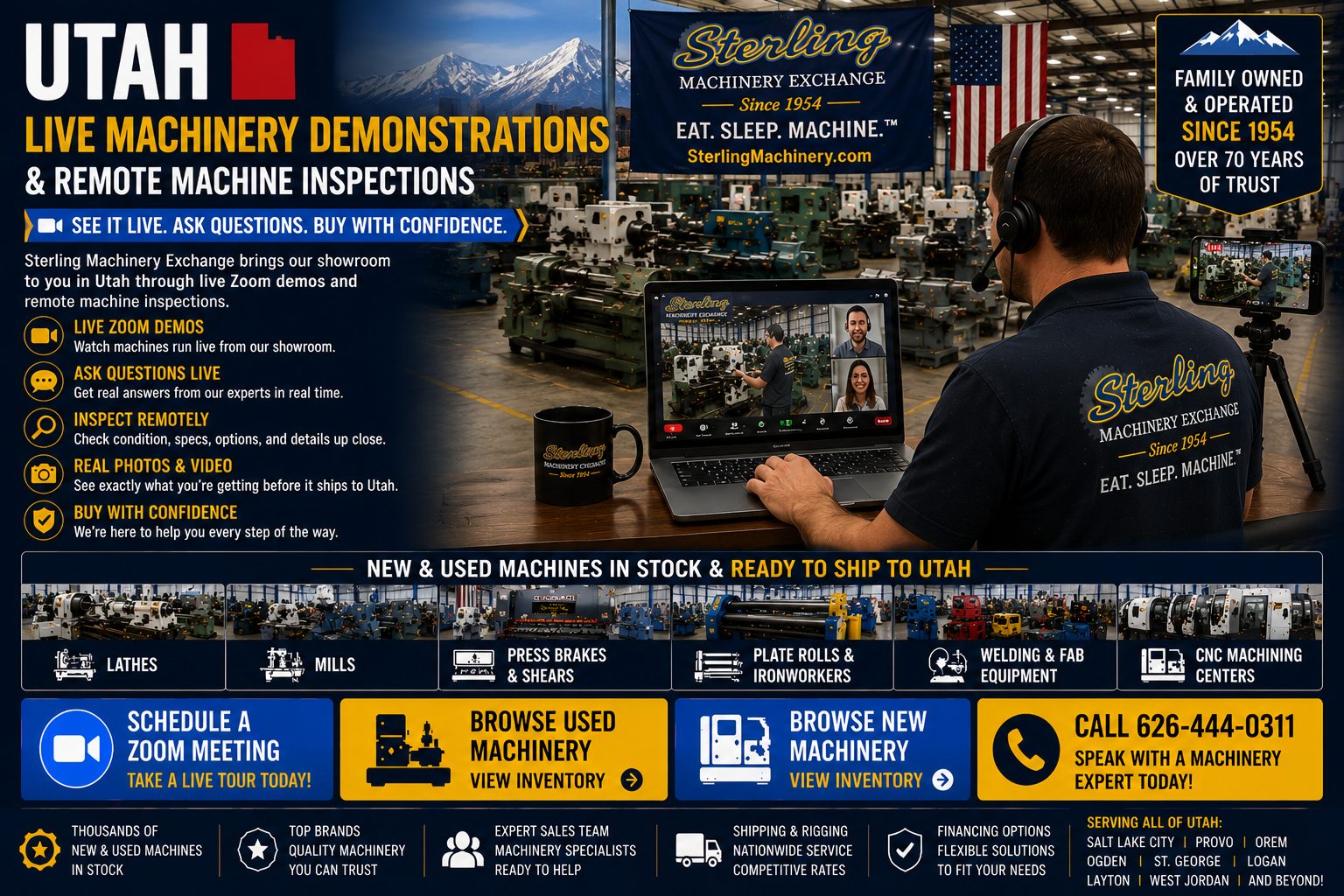 Live Utah machine demonstrations with Sterling Machinery Exchange
