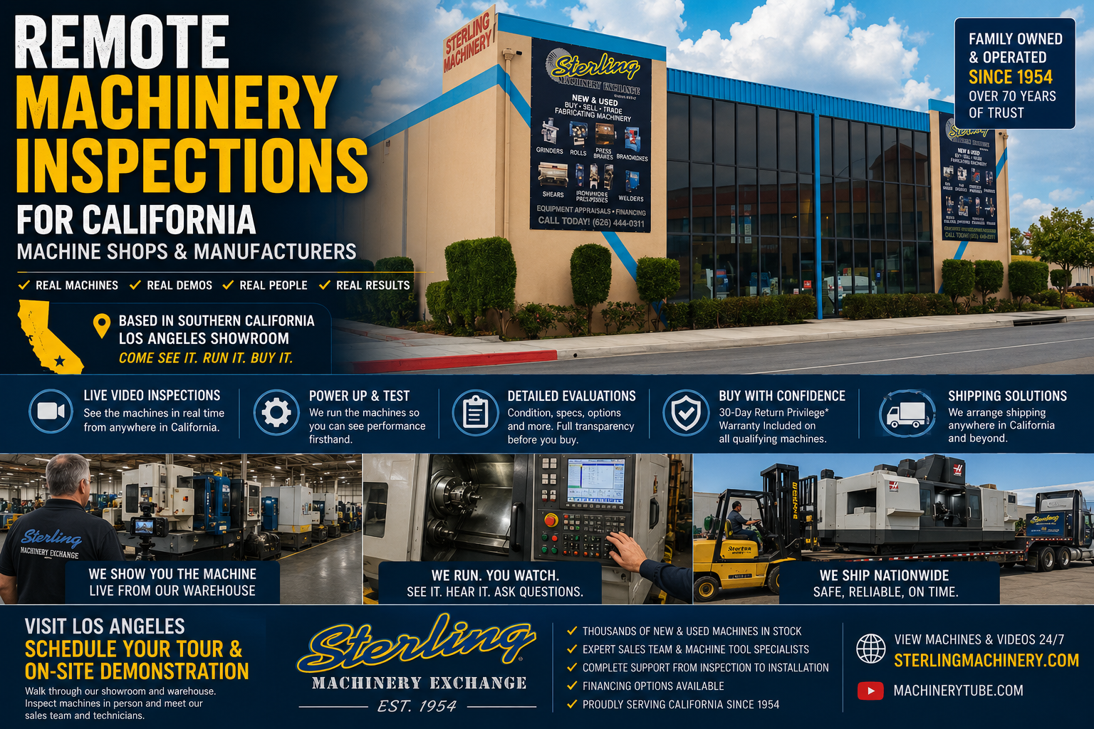 Remote machinery inspections for California machine shops and manufacturers