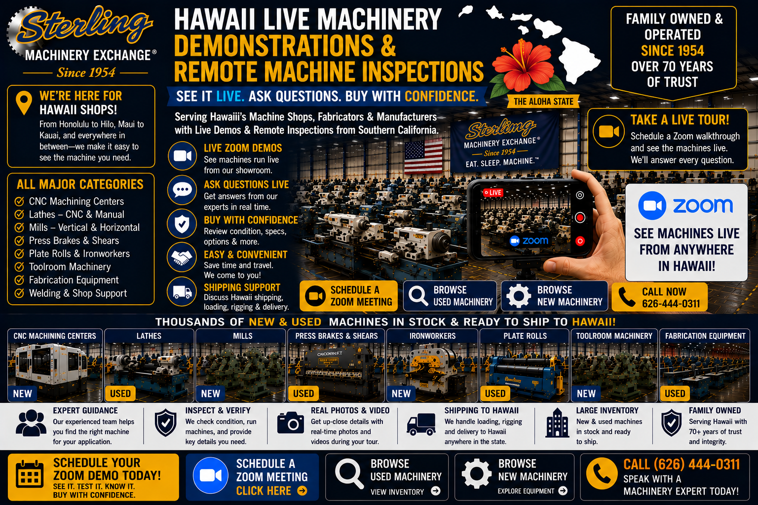Remote machinery inspections for Hawaii machine shops and manufacturers